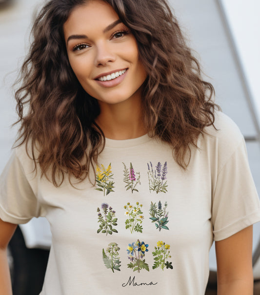 Mothers day gift, Mom t-shirt, grandma t-shirt, flower t-shirt, pretty mothers day gift, unisex size, wild flowers, mom gift, grandma gift